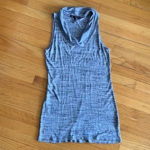 WHBM variegated blue sleeveless, sweater tunic with cowl neck, large